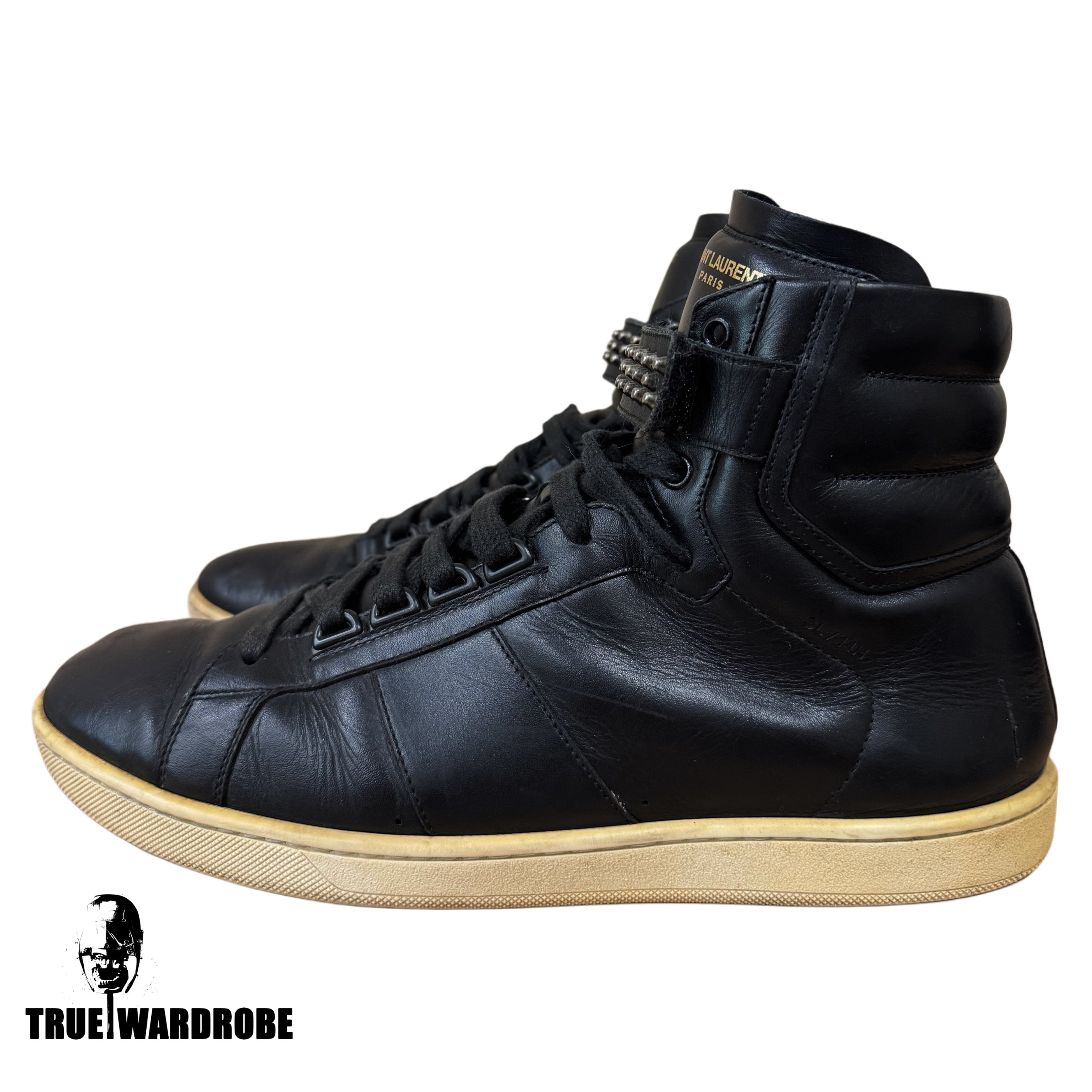 Saint Laurent SL/14H Studded Strap Leather High Top Sneakers