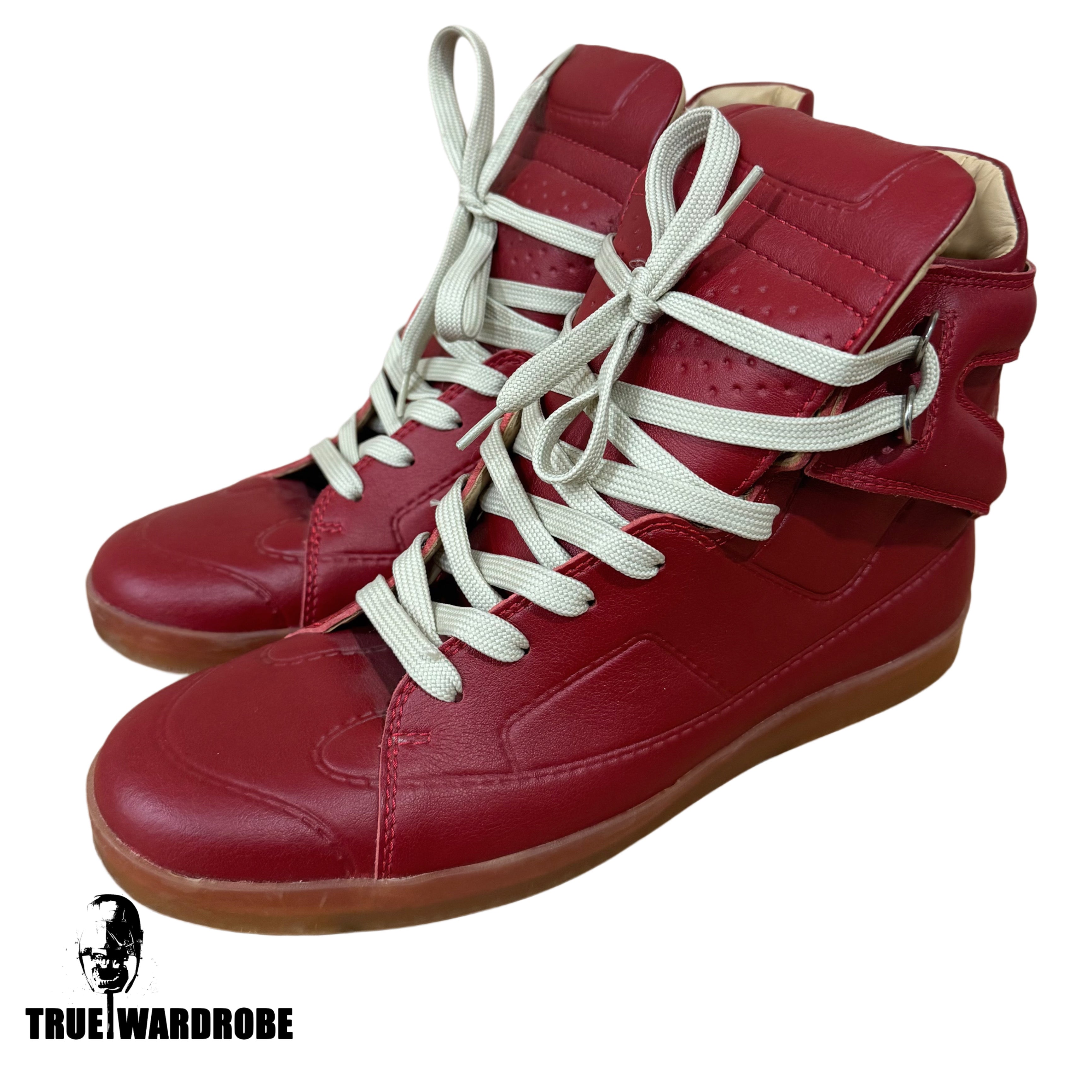 2012 Maison Margiela X H&M High Top Red Leather Sneakers