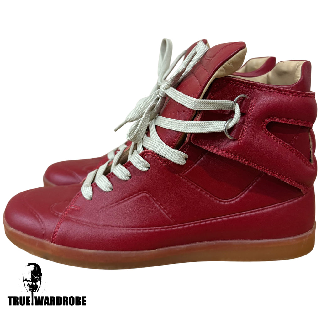2012 Maison Margiela X H&M High Top Red Leather Sneakers