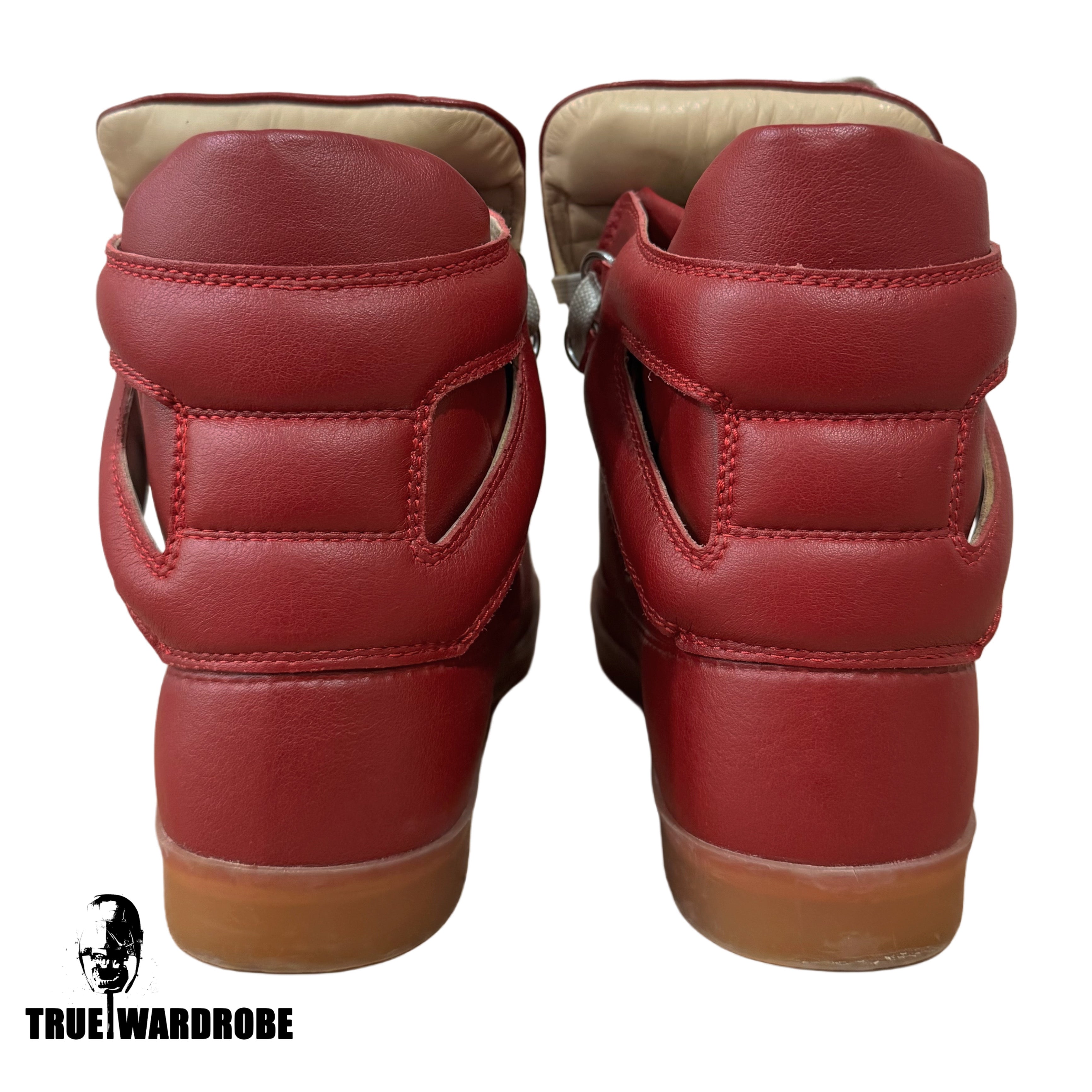 2012 Maison Margiela X H&M High Top Red Leather Sneakers
