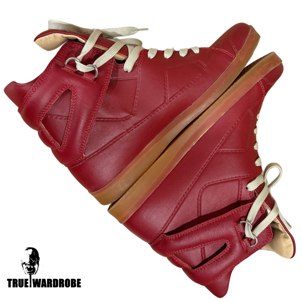 2012 Maison Margiela X H&M High Top Red Leather Sneakers