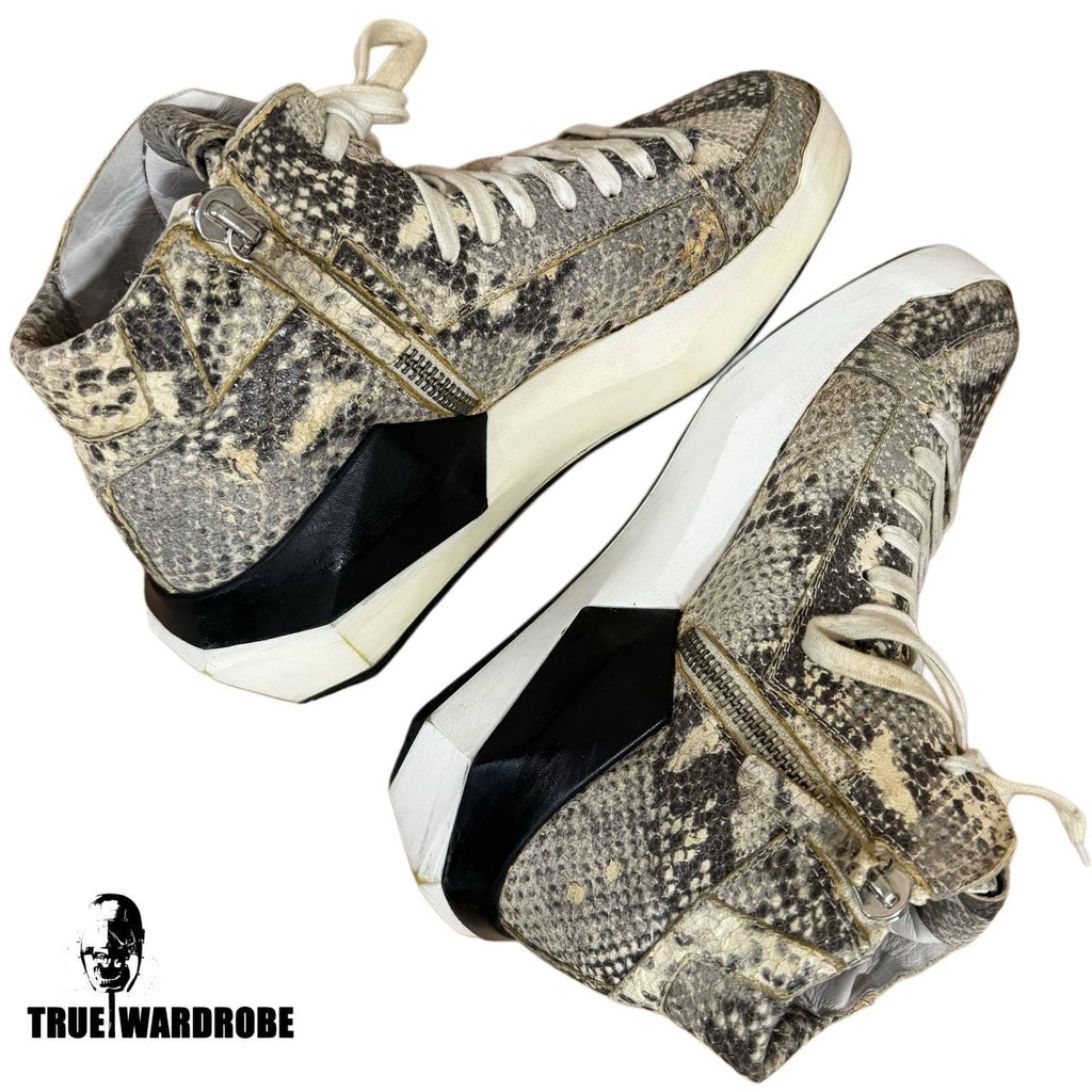 Cinza Araia Platform Snakeskin Python Leather Sneakers