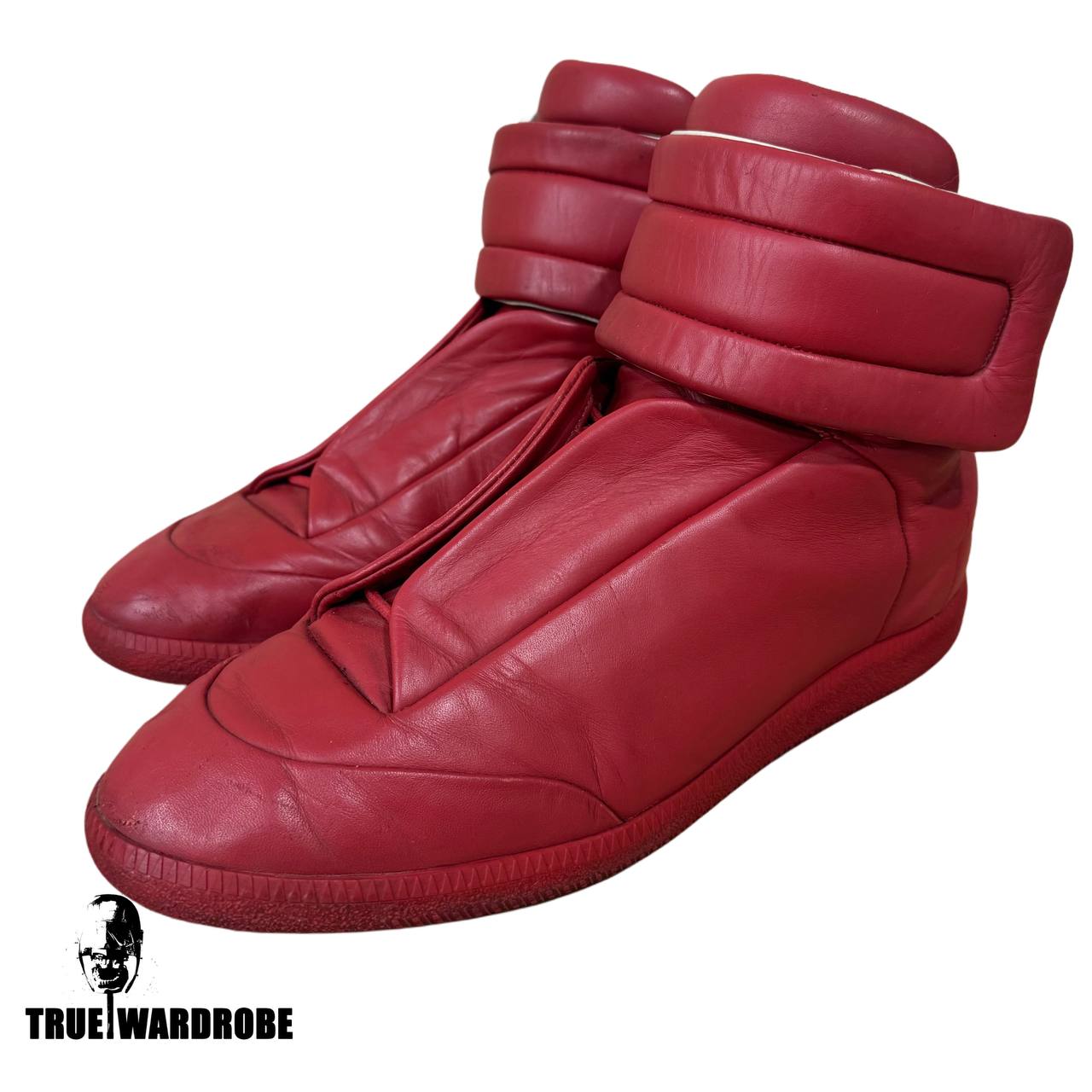 Maison Margiela Future Red Leather High Top Sneakers