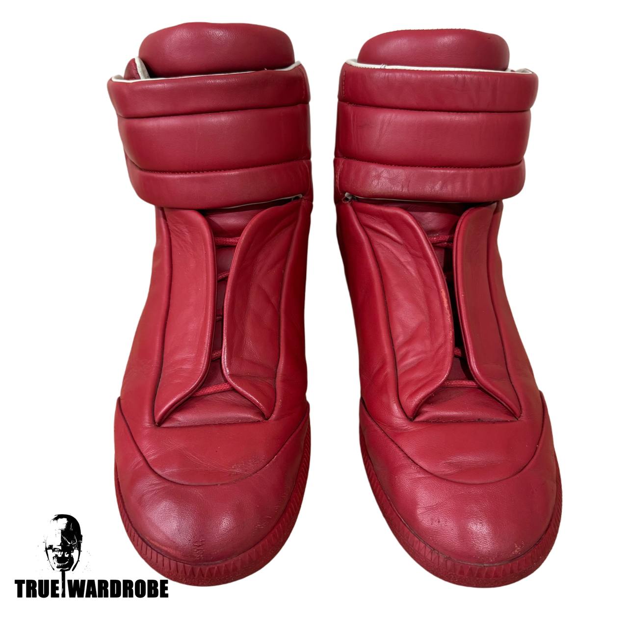 Maison Margiela Future Red Leather High Top Sneakers