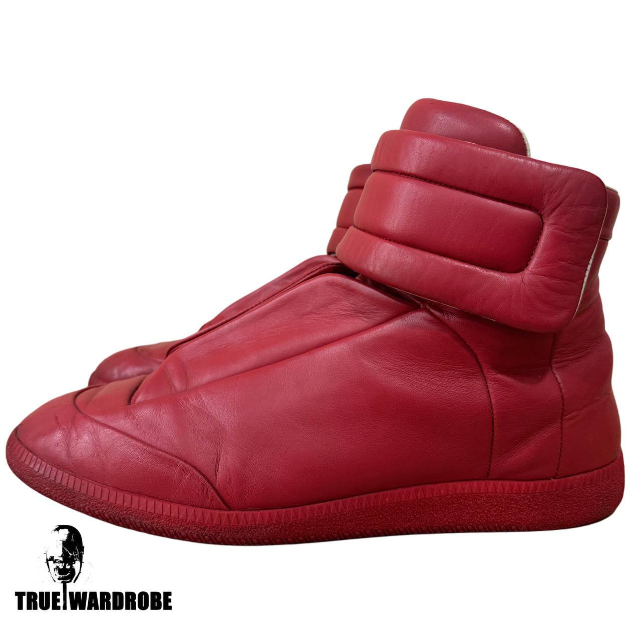 Maison Margiela Future Red Leather High Top Sneakers