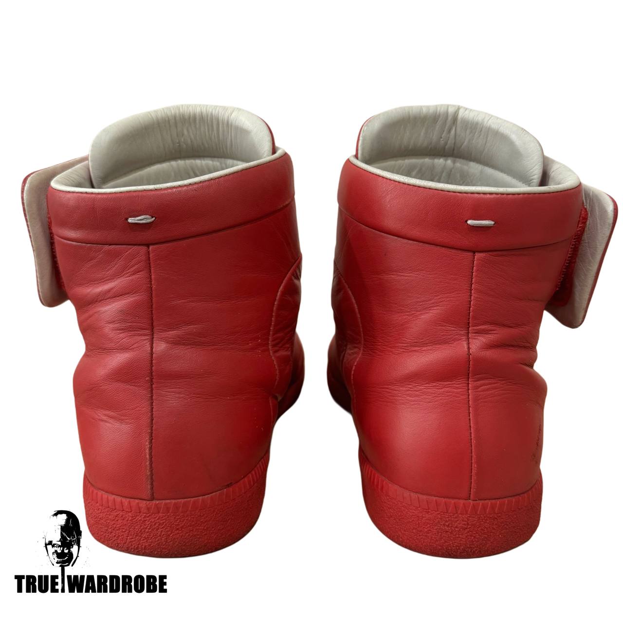 Maison Margiela Future Red Leather High Top Sneakers
